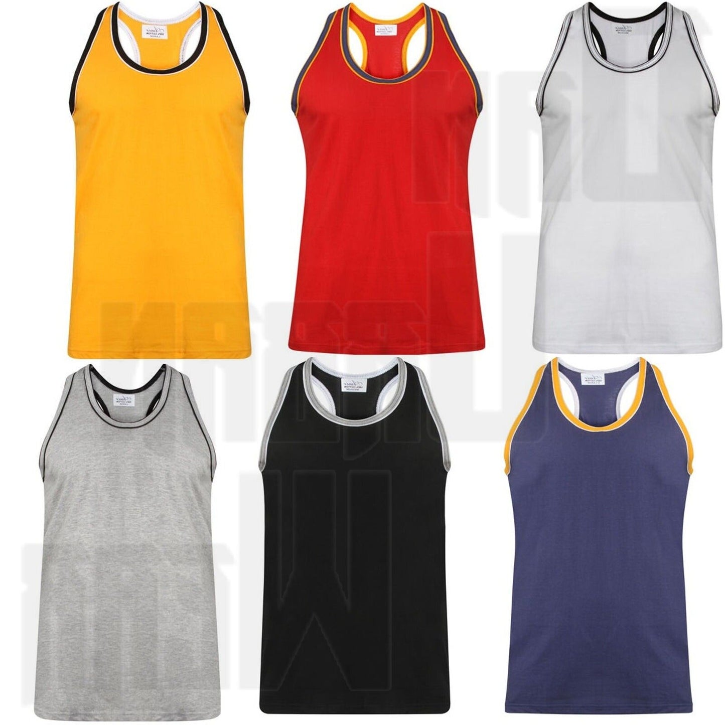 Men’S Sleeveless Muscle Vest Racer Back Gym Tank Top Summer Holiday Big Size 5XL