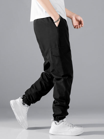 Manfinity Ezcore Men Flap Pocket Side Drawstring Waist Cargo Pants, Fall